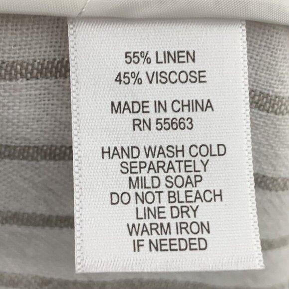 H Halston Size Medium Blazer Top Linen Blend Striped White Silver 3/4 Sleeve - Picture 4 of 4